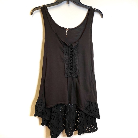 Free People Lace Up Tank Top with Ruffle D… - Picture 1 of 5